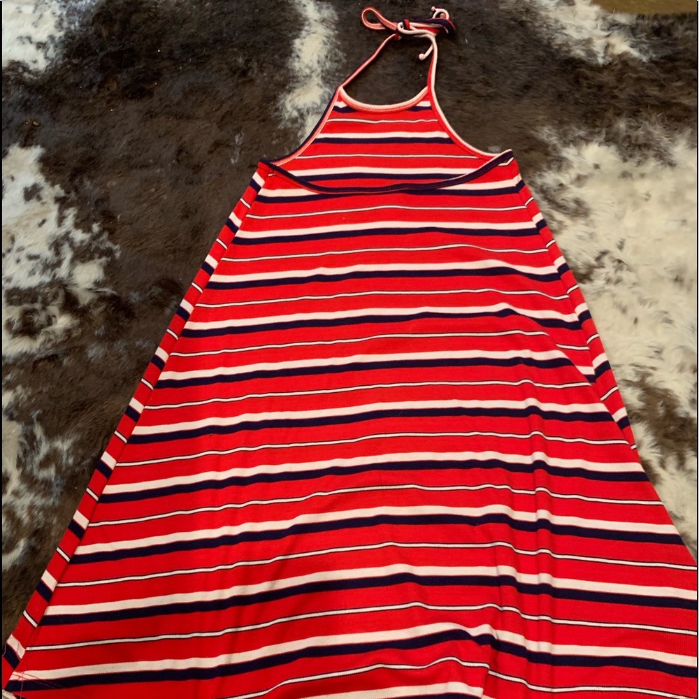 Navy Red and White Mossimo Halter Dress
